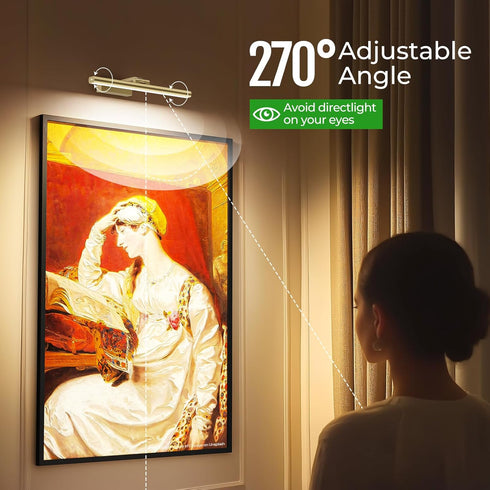 Dimmable 16inch) Wireless Picture Lights for Wall, Battery Operated Wall Light for Painting Rechargeable CCT Rotatable
