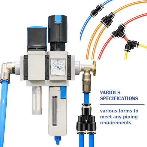 Hotop Push to Connect Fittings Air Line Kit, 60 Pieces Quick Release Connectors, 15 Splitters, 15 Elbows, 15 Tee