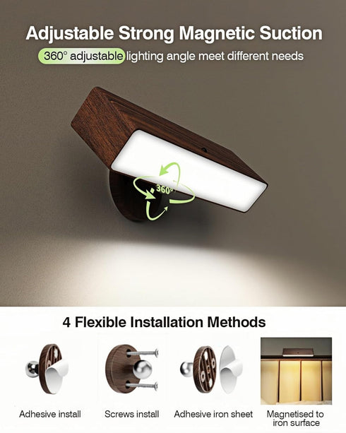 Set 2: 360 Battery Operated Wall Sconces of Wireless Rechargeable Wall Light with Remote&Button, Rotate Magnetic Scone
