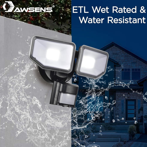 40W 180 4000 5000 2 LED Security Lights Motion Sensor Light Outdoor, Degree, LM Motion Security Light, K, ETL Water
