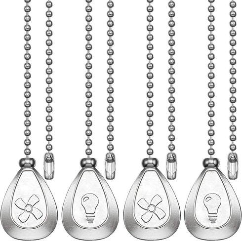 Vinaco Silver Ceiling Fan Pull Chain Set, Decorative Fan Pull Chain Extension