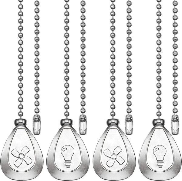 Vinaco Silver Ceiling Fan Pull Chain Set, Decorative Fan Pull Chain Extension