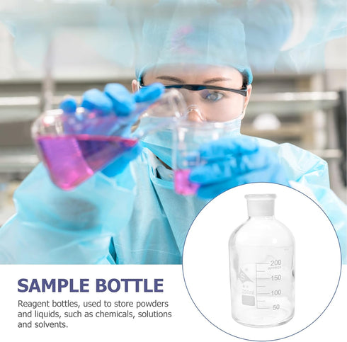 iplusmile Labs Reagent Bottle, 250 mL Soda Glass, Wide Neck with Stopper for Chemistry Sample