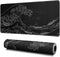Japanese Gaming Mouse Pad, Abstract Black Sea Wave Texture, 31.5x11.8 Inch Non-Slip Rubber Base