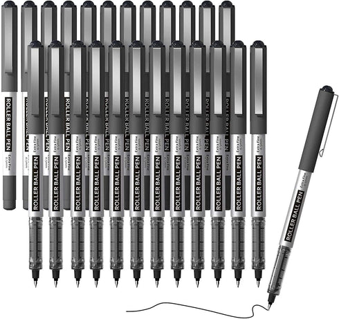 Shuttle Art RollerBall Pens, 25 Pack Black Fine Point 0.5mm Liquid Ink Pens for Writing and Note Taking