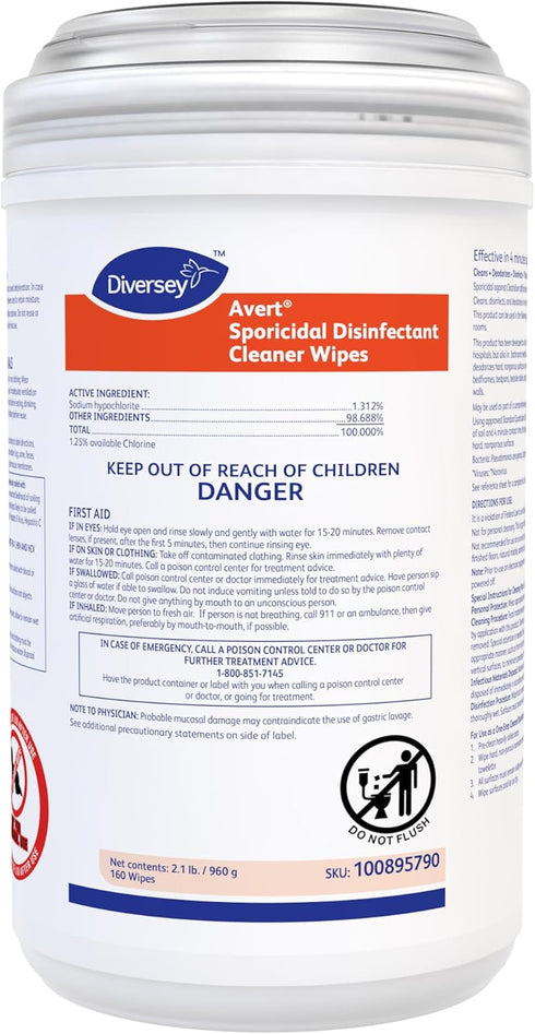 Diversey 100895790 Avert Sporicidal Disinfectant Cleaner, Hospital Grade Kills C. Difficile Spores,