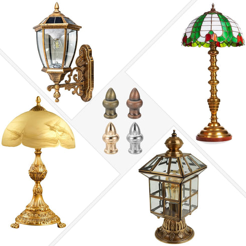 PATIKIL 36 20mm 4 Set x Lamp Finials Caps Knob, Solid Lamp Shade Top Decoration Screw Cap Nuts with Brass Reducing