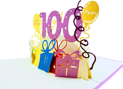 iGifts And Cards Happy 100th Birthday 3D Pop Up Greeting Card, Special Occasion, Celebration for Husband, Wife, Friend