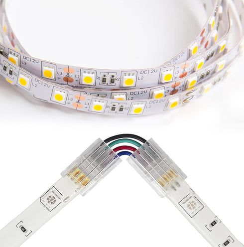 90 Degree Angle 4 Pin Track Lighting Connectors 10Mm Wide Unwired Gapless Solderless Transparent Extension Wire L Shape Led Corner Connectors(6Pcs) by lkelyonewy