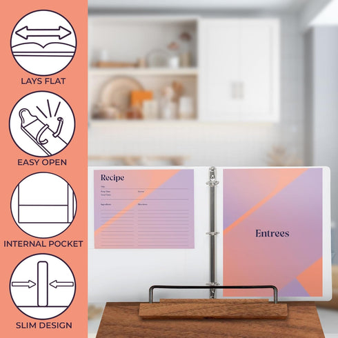 Samsill Recipe Binder Kit, Full Page 8.5 x 11, 1 Inch D-Ring, Gradient Design