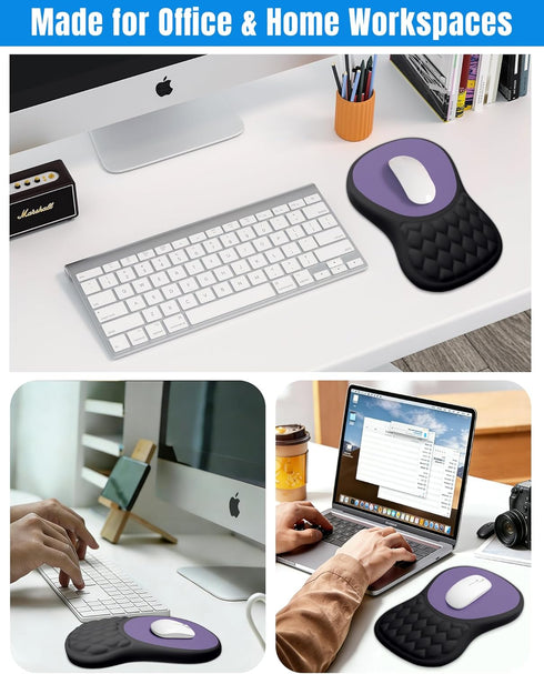 PVIPCZ Ergonomic Mouse Pad with Wrist Rest, Slope Design Memory Foam Support, Smooth Lycra Surface, Non-Slip PU Base