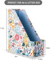 SUIN 4 Pack Foldable Magazine Holder, Seamless Floral Designed File-Boxes Desk File Organizer for Office, Home, School