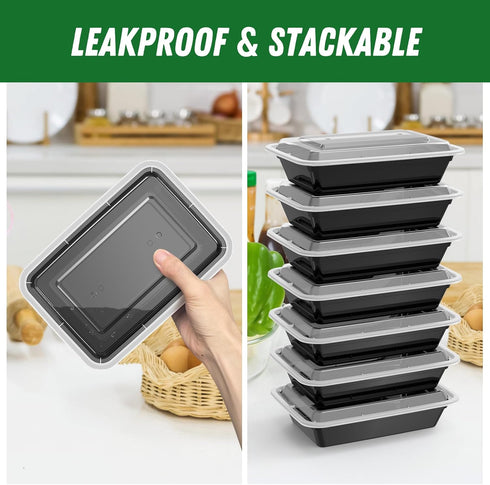 50 Pack (100-Piece) 32 oz Meal Prep Containers, Reusable with Lids, Sturdy Leakproof & Food Safe, Microwave &