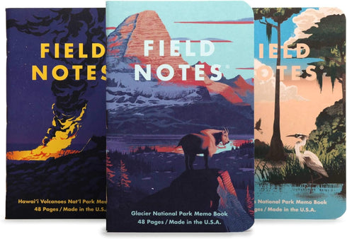 Field Notes National Parks Series F - Glacier, Hawai'I Volcanoes, Everglades - Graph Paper Memo Book 3-Pack 3.5 x 5.5