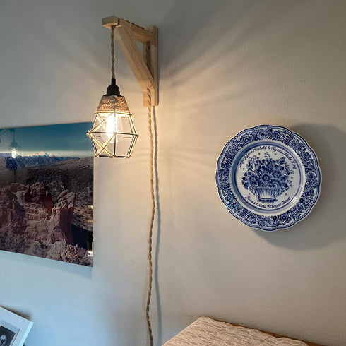 Frideko Wall Lamp with Plug in Cord - Plug in Wall Sconces, Farmhouse Hanging Lamps that Plug into Wall Outlet, Rustic
