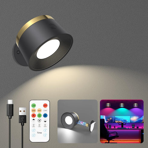 LED Wall Sconces Set of Two, Rechargeable Battery Operated Wall Lights with