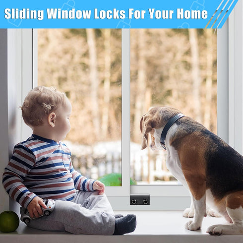 Sliding Window Locks (6 Pack), Adjustable Aluminum Window Stoppers for Up and Down Windows