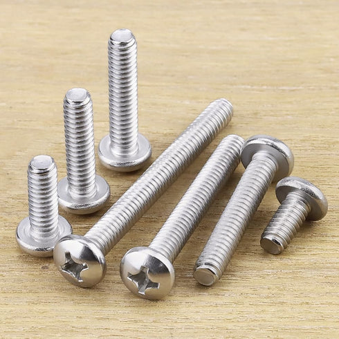 #10-24 x 1 Pan Head Machine Screw - Phillips Drive, 304 Stainless Steel 18-8, Bright Finish, 50 Pcs Fully Threaded