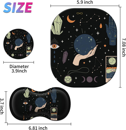 Cute Small Mouse Pad + Wrist Rest Support Set, Ergonomic Memory Foam for Laptop, Office, Home, Gaming (Gothic Ouija)