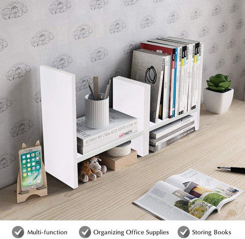 Jerry & Maggie Desktop Organizer Office Storage Rack Adjustable Wood Display Shelf Free Style Double H