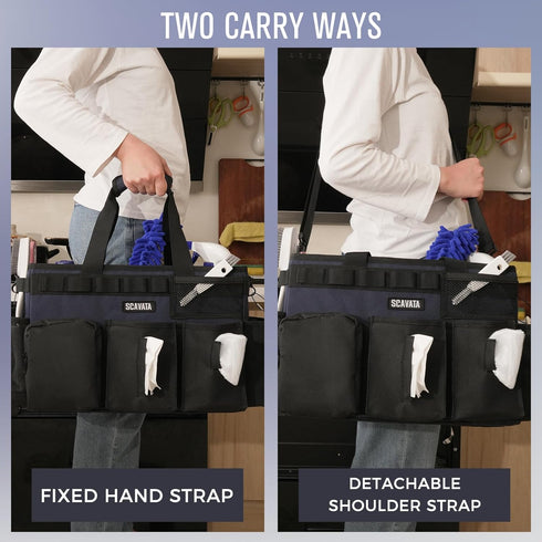 4 SCAVATA Wearable Cleaning Caddy Bag, Cleaning Caddy Supplies Organizer with Handle & Shoulder Straps