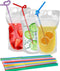 100 Pcs Drink Pouches with Straws, Freezable Drink Bags Juice Pouches for