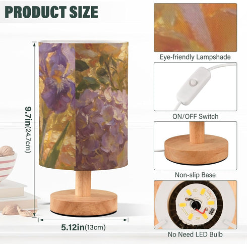 Yuiboo Burlap Floral Table Lamp for Boys - Warm Tone Night Light by
