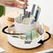 Rotating Desk Organizer, 360° Pencil Pen Holder with 11 Slots, Art Supply Storage Box Caddy for Office (Beige)