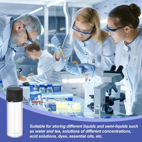 PATIKIL 100 Pack Clear Glass Vials, 2ml Sample Vials with Screw Cap, Leak-Proof Liquid Media Bottle