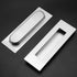 Ravinte 1 Pack Brushed Nickel Sliding Closet Door Handles Silver Flush Pulls 7in Length Recessed Finger Pulls for Sliding Barn Door Sqaure Cabinet Pulls Stainless Steel by Ravinte