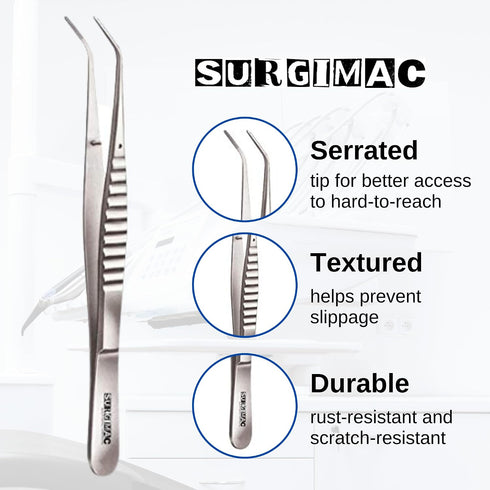 15.2cm SURGIMAC Dental Cotton Tweezers Serrated Angled Tips Medical Tweezers Stainless Steel Tweezers Long Surgical
