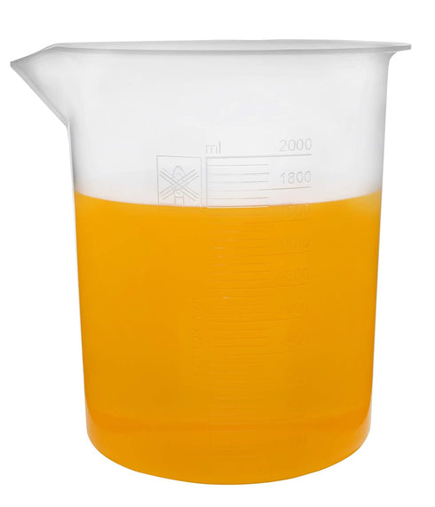 2000mL Premium Polypropylene Plastic Beaker, 50ml Graduations, Autoclavable