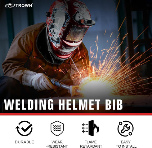 TRQWH Welding Helmet Bib Cover Extended Split Wrap-Around Helmet Back Cover with Press Fit Seal, for Most Welding