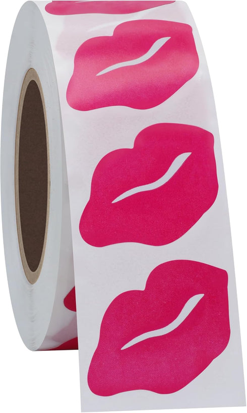 Hybsk Kissing Lips Removable Body Stickers, Total 1,000 Per Roll, Pink