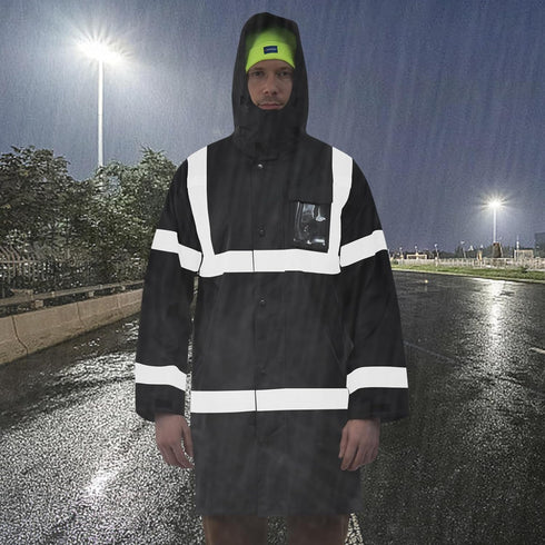 3 A-SAFETY High Vis Rain Jacket Trench Coat &Safety Rain Jacket RIVER OTTER Rain Bibs ANSI Class