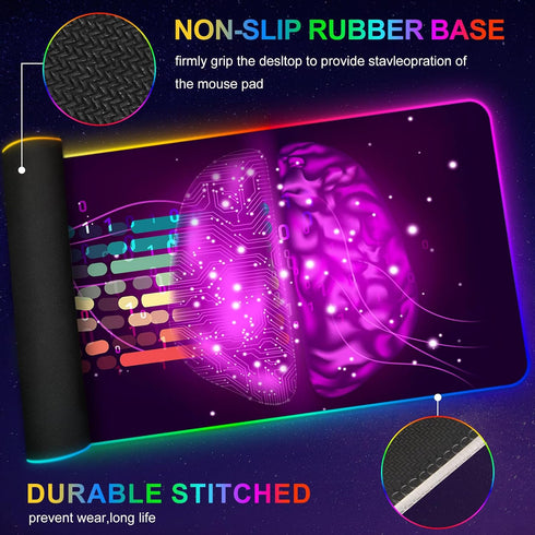 ARTSO 35.4 x15.7 Inch, Purple RGB Gaming Mouse Pad, XXL Large Extended Glowing Led Keyboard Mat, Cool Mouse pad Desk
