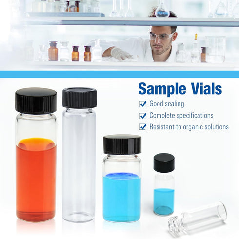 ALWSCI 1 Dram Glass Vials, Small Liquid Sample Vial, 4 ml Borosilicate Glass Empty Vials with 13-425 Black Screw Caps