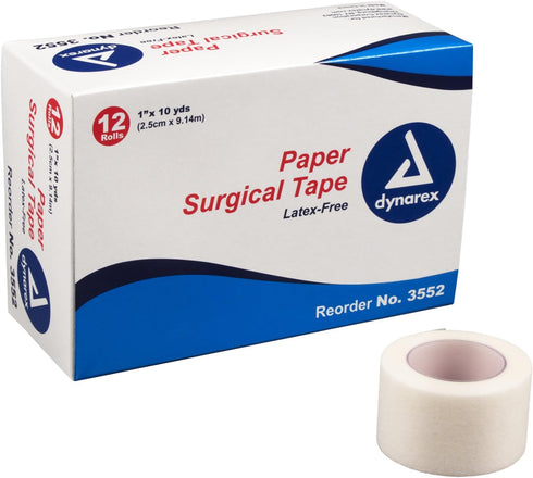 Dynarex Paper Surgical Tape, 1 x 10 Inch, 12 Count