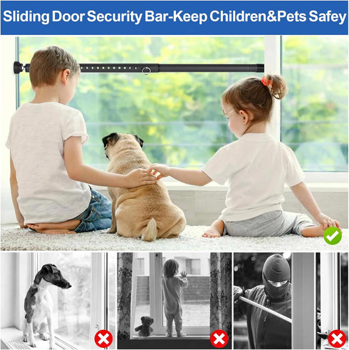 Povtulu 17-50 inches Sliding Door Security Bar, Window Security Bar with Rubber Tips, Sliding Door Lock Bars for Window