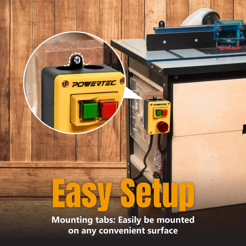 120V, 18A 1 (71969) POWERTEC Magnetic Switch for Router Table, EZ Mounting on Work Bench & Tool Stand, Power Tool