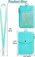 Teskyer Badge Holder with Side Zip Pocket, Leather ID Holder Wallet with Neck Lanyard for Office Staffs