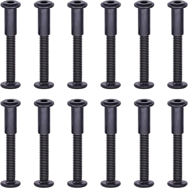 Swpeet 25Pcs M6x50mm Carbon Steel Black Hex Drive Socket Cap Bolts - Assortment Kit with Allen Wrench for Furniture