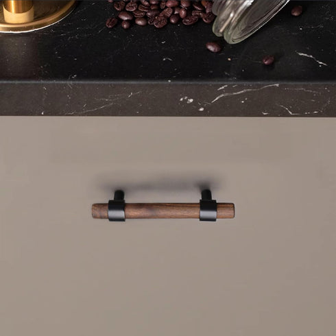 2.75" (2.75" Walnut Wood Drawer Pull Handle Black Dresser Knob Pulls Kitchen Cabinet Pull Hardware Hole Centers)