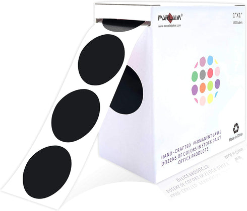 PARLAIM 1" Black Round Color Coding Circle Dot Labels, 1000 Stickers on a Roll