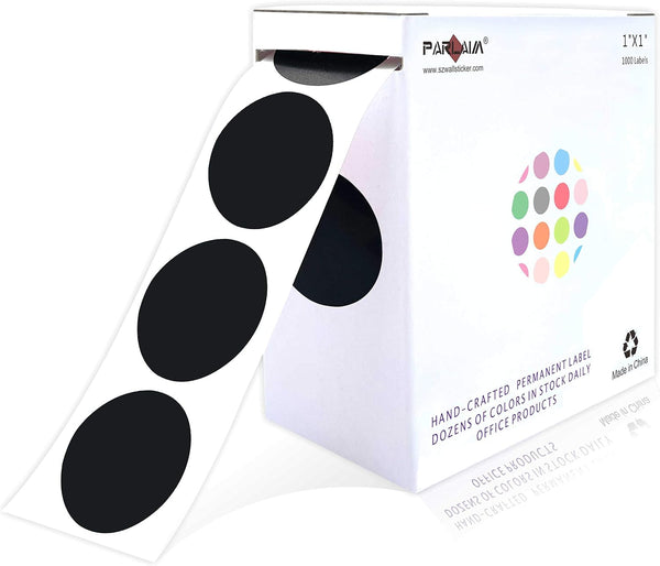 PARLAIM 1" Black Round Color Coding Circle Dot Labels, 1000 Stickers on a Roll
