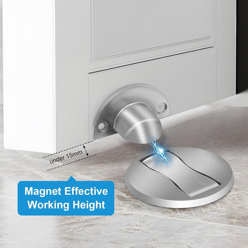 Magnetic Door Stopper, Self Adhesive Floor Mounted Door Stop, Brushed Stainless Steel Magnetic Door Catch Holder