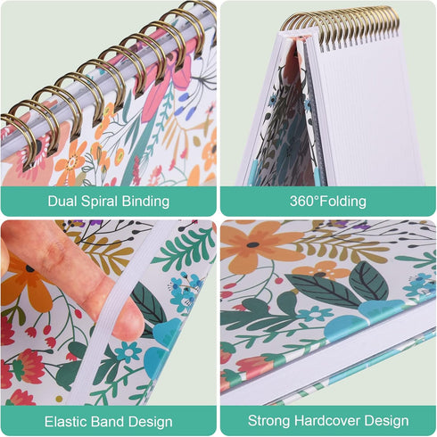 Spiral Notebook, B5 Lined Journal for Women, Hardcover with 2 Pockets, College Ruled, 160 Pages, 7.48" x 10"