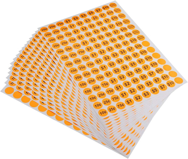 ONUPGO Garage Sale Stickers, 3/4" Round Label Yard Sale Price Stickers, Bright Neon Colors with Blank Label (2240 Pcs)