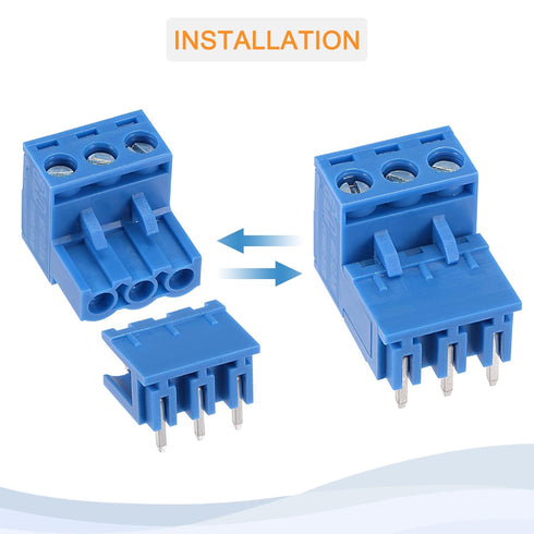 MECCANIXITY PCB Mount Screw Terminal Block, 5.08mm Pitch 3 Pin 15A Plug-in for Electrical Instruments, 10 Set