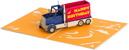 Ribbli Happy Birthday Truck Pop Up Car Card, Birthday Cards for Him, Her, with Envelope